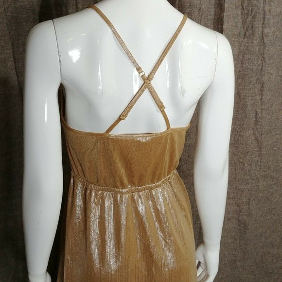 Wild Blue Sadie Robertson Dress Gold Shimmer Size Medium Asymmetrical - Picture 5 of 12